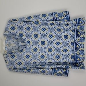 PerSeption Concept Blue, Yellow & White Watercolors Womens Top L